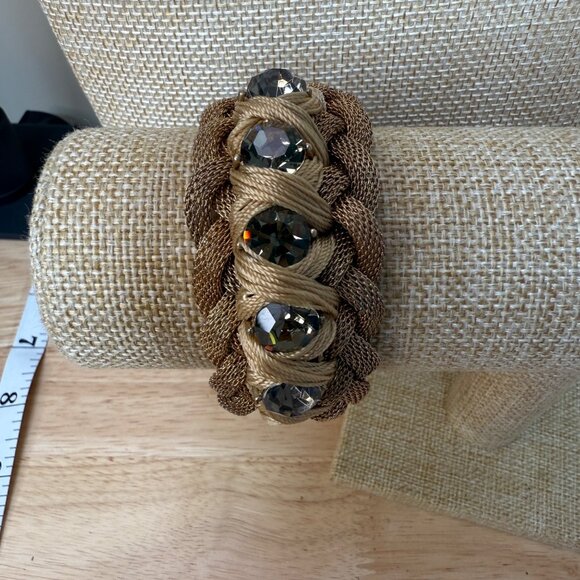 Braided Gold-Tone Magnetic Bracelet With Clear Crystal Accents Banana Republic - Picture 2 of 13